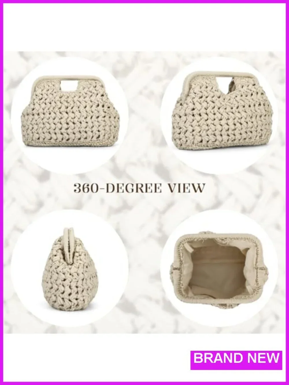 Straw Clutch Purse Women Beach Woven Bag Top Handle Crossbody Vacation Holiday